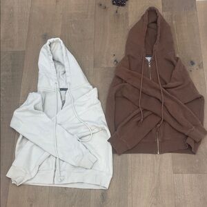 White and Brown brandy Melville Hoodies